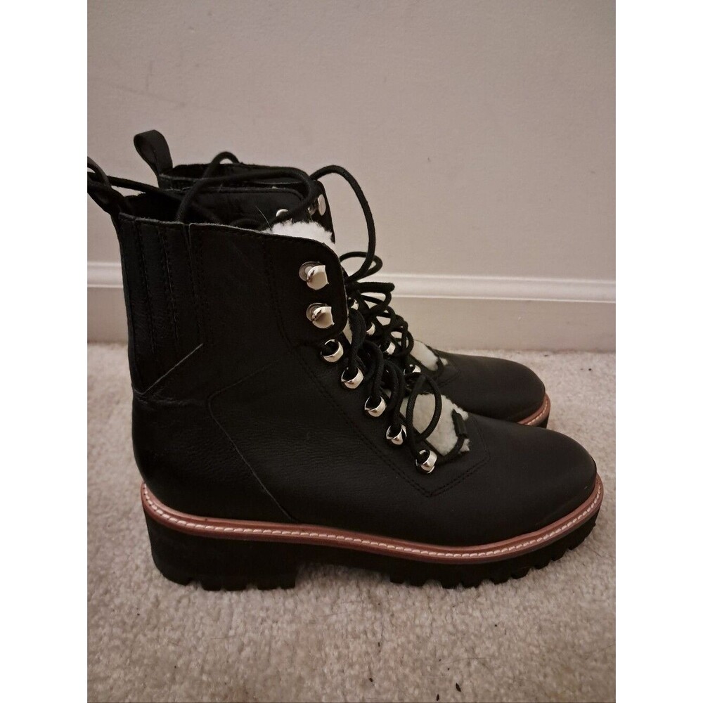 Marc Fisher LTD Boots Women's 7.5 Izzie Lug Sole Leather Sheep Fur Winter Cozy